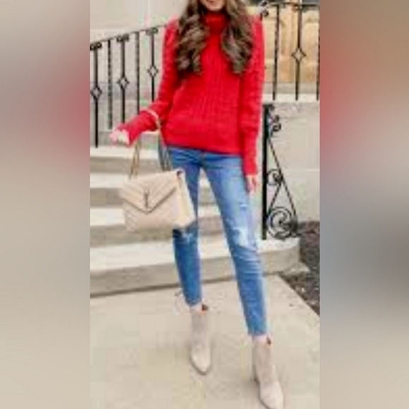 Willi Smith Women's Turtleneck 100% Cotton Sweater Cozy Knit Red Medium - Picture 4 of 10